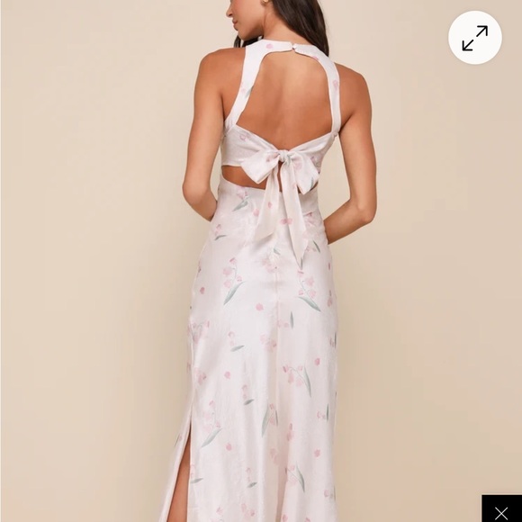 NWT Majorly Romantic Cream Floral Print Tie-Back Maxi Dress - Picture 3 of 5